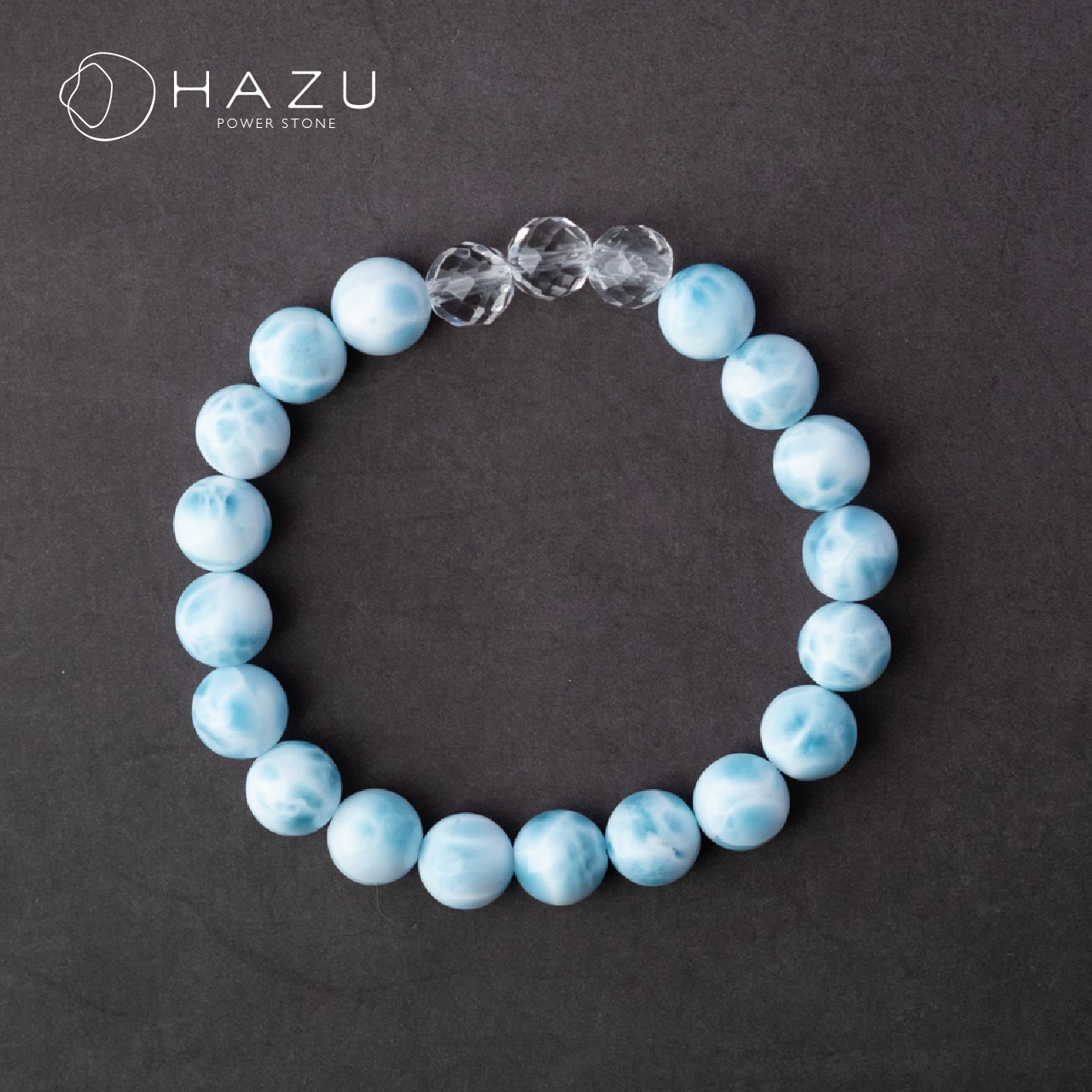 【1点もの】波模様はっきりラリマーブレス［ラリマー／水晶］