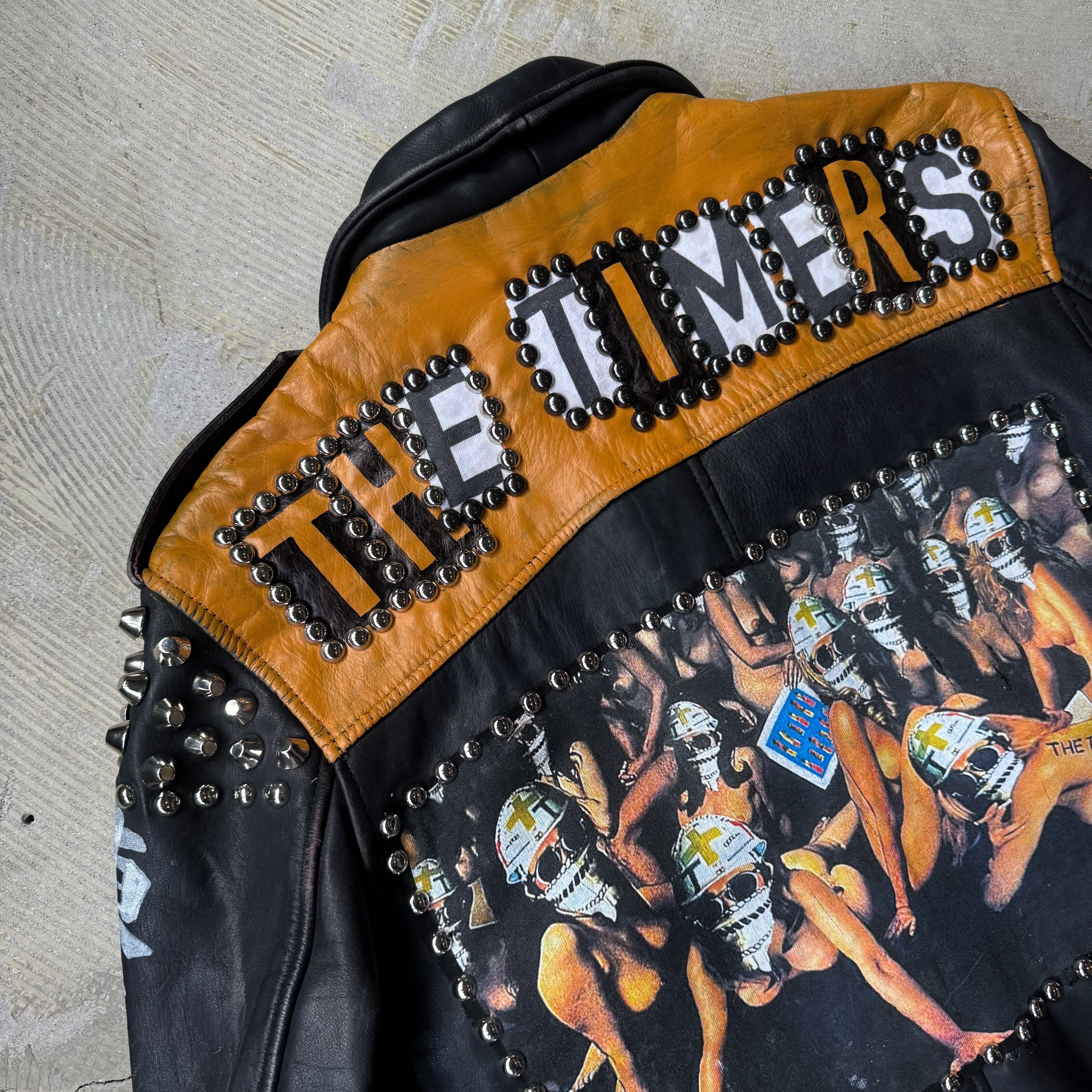 PAINT STUDDED CUSTOM LEATHER DOUBLE RIDERS JACKET / ペイント