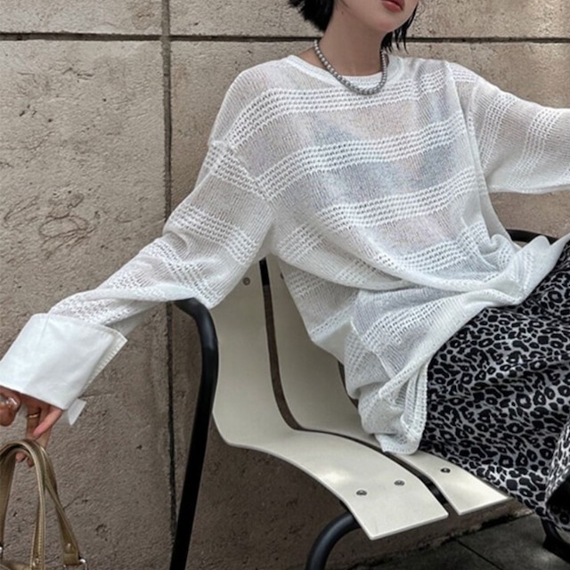 Mesh Knit Wide Silhouette Sweater 00780
