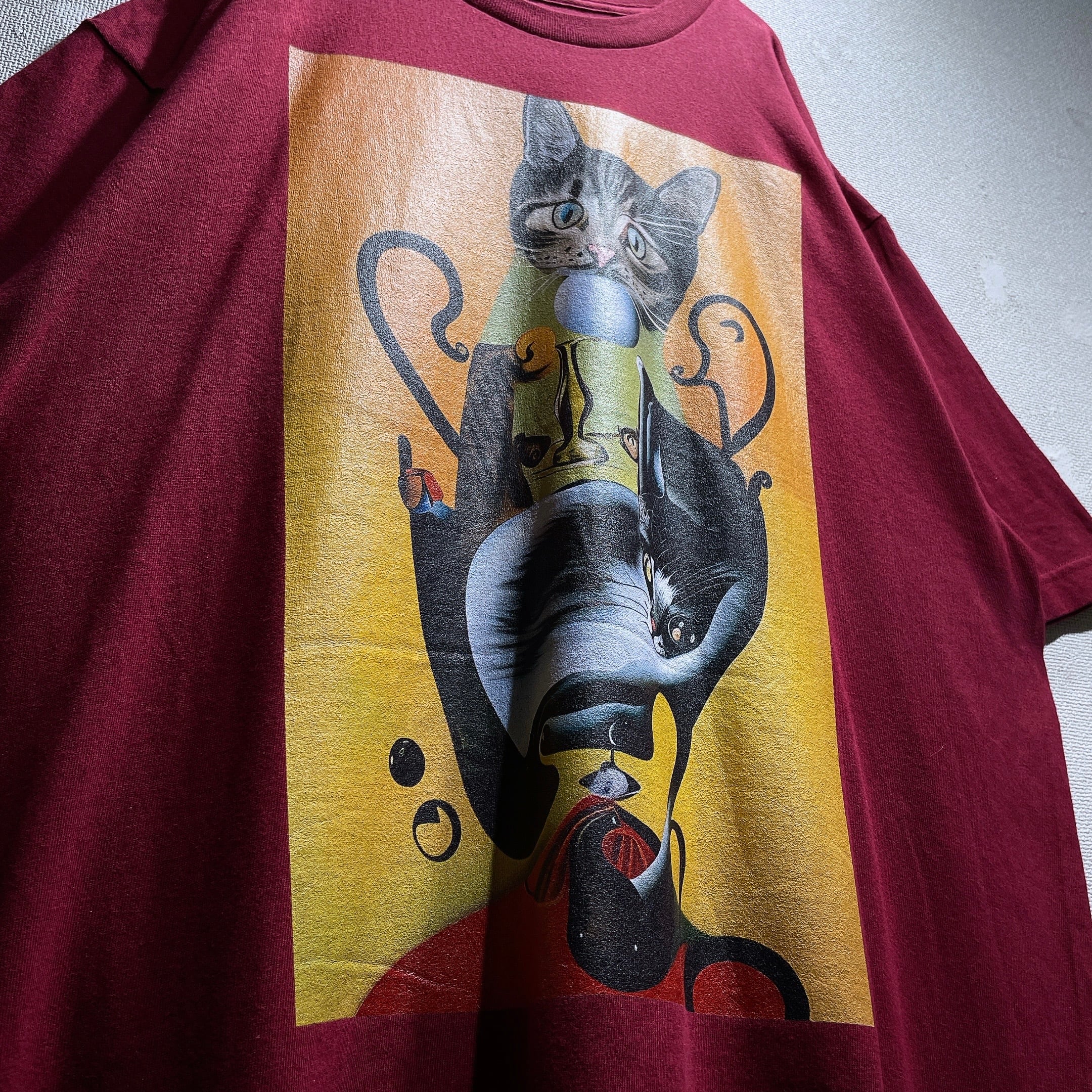 Modern Cat trompe l’oeil art printed ss Tee
