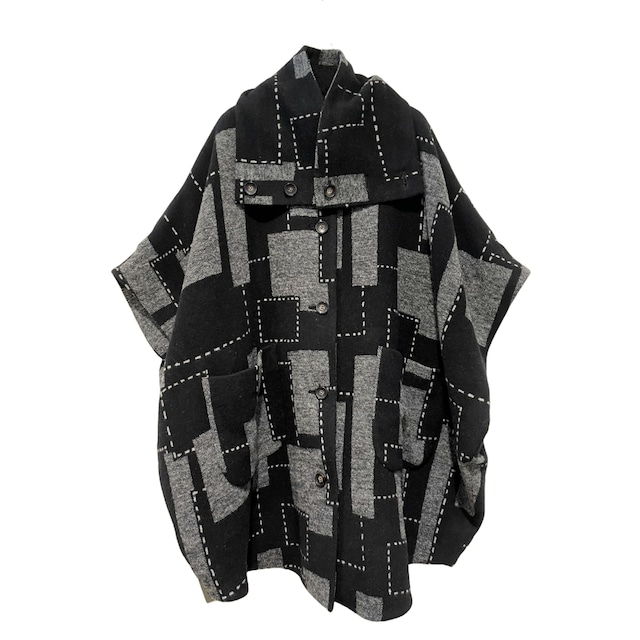 【ラスト1点】パッチワークブランケット ケープコート【246-8101】