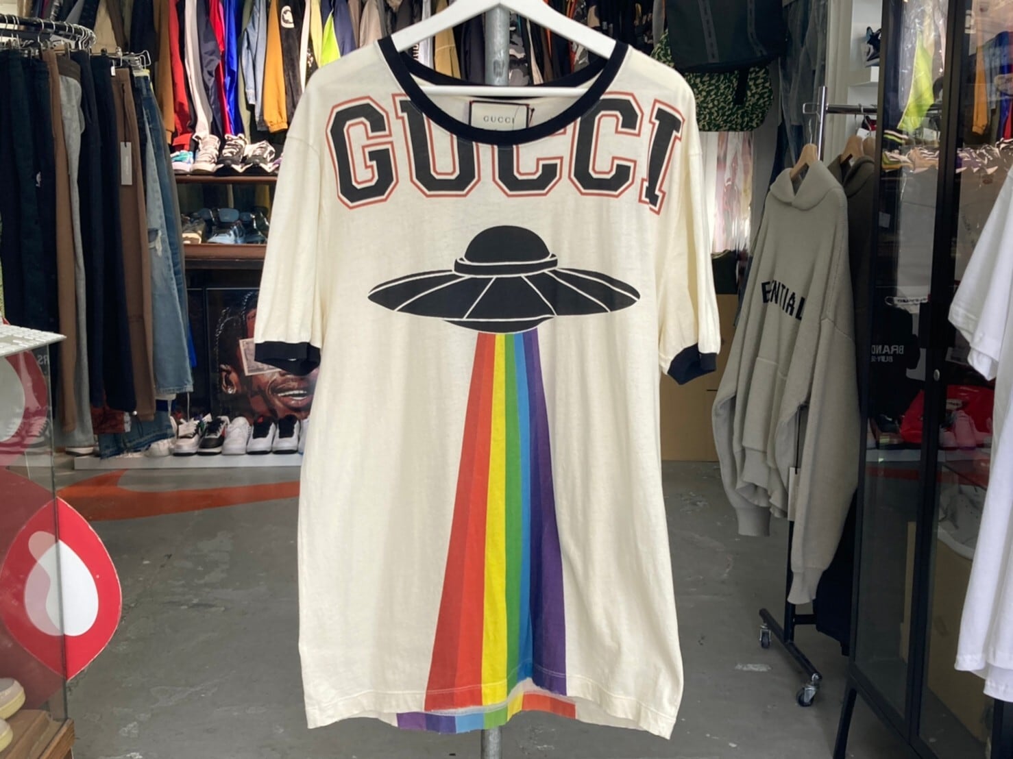 GUCCI EMBROIDERY DRAGON UFO TEE CREAM LARGE 476035 064412 | BRAND 
