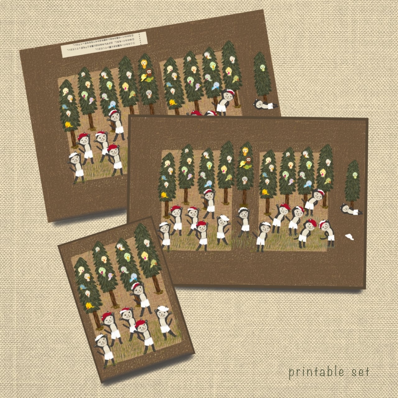 猫たちの運動会|猫イラスト ブックカバー ダウンロード販売