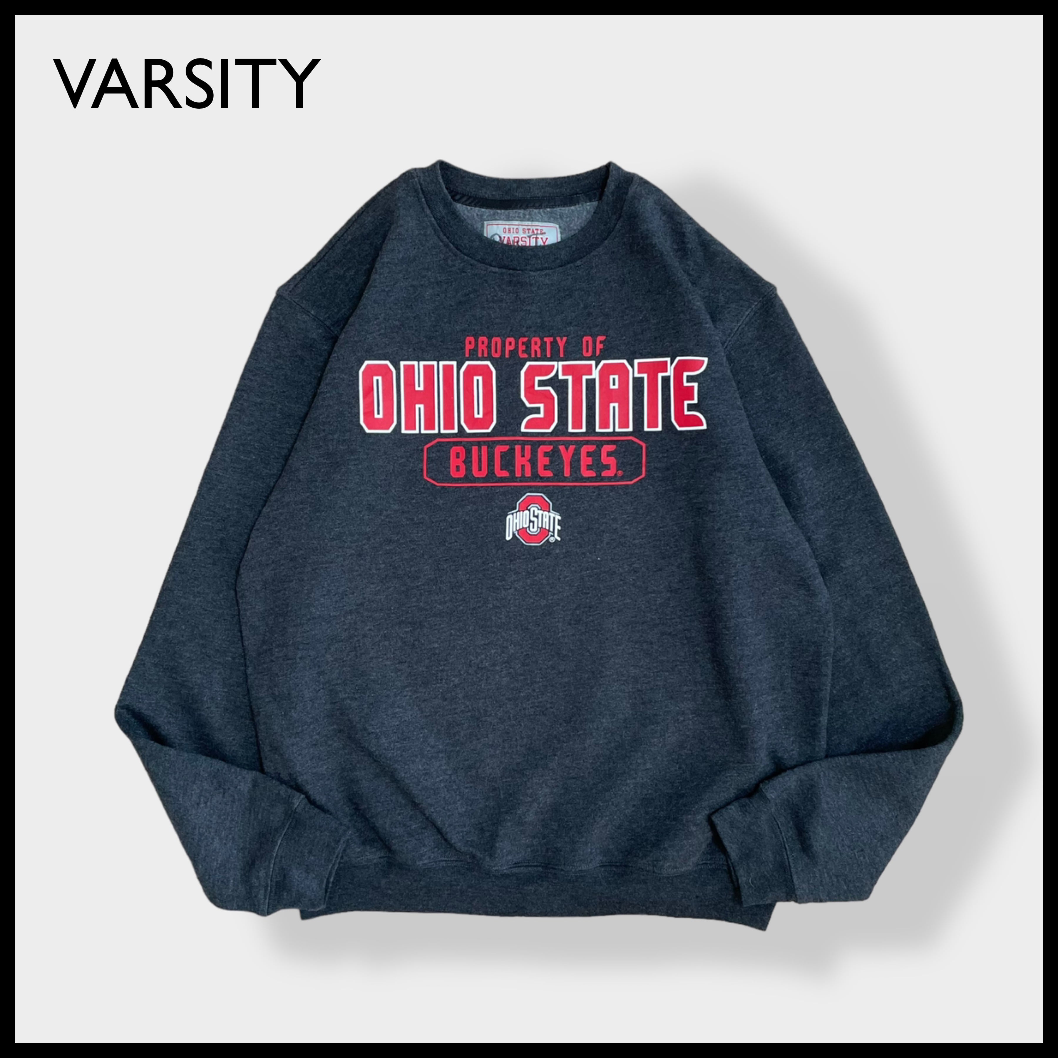 【VARSITY】カレッジロゴ オハイオ州立大学 バックアイズ フットボール プリント スウェット トレーナー OHIO STATE BUCKEYE  M US古着 | 古着屋手ぶらがbest powered by BASE