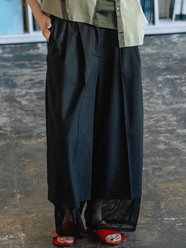 MESH LAYERED PANTS ブラック