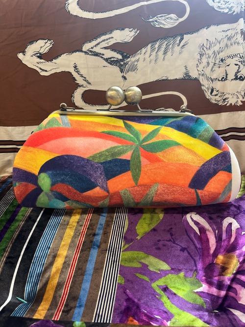 Lサイズ ラウンド ヤシ ブラウン チェック ツイード