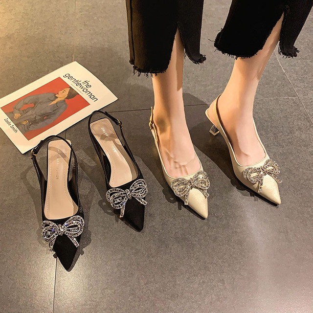 サンダルサマーラインストーンリボンレッドスタイルヒール ハイヒール 靴 シューズ 夏物 フェイクシューズ5405862761