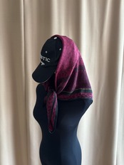 burgundy geometric silk scarf-5170-8