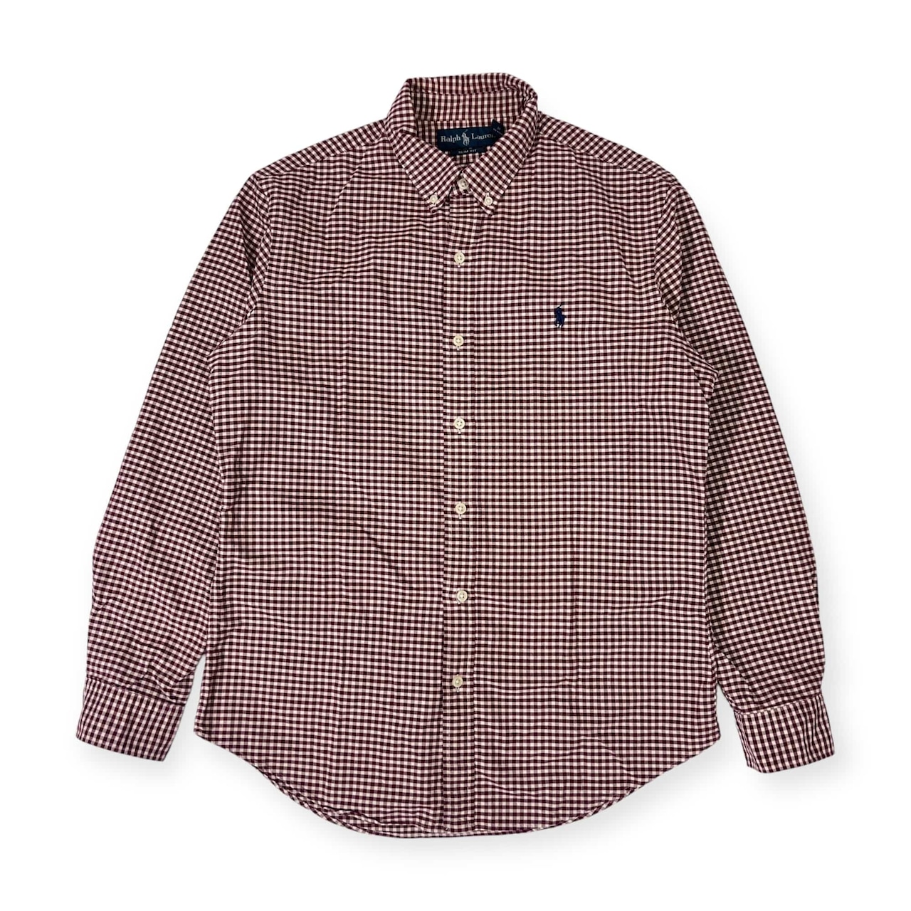 Ralph Lauren ラルフローレン SLIM FIT チェック BD ボタンダウン オックスフォード 長袖シャツ L/レッド系 メンズ