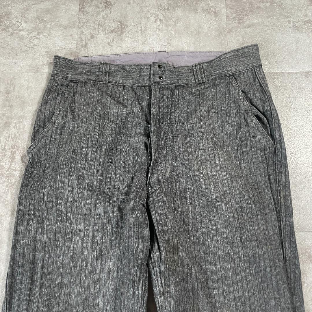 40-50s ブラックシャンブレー フレンチワーク ストライプ パンツ W31 | ib2