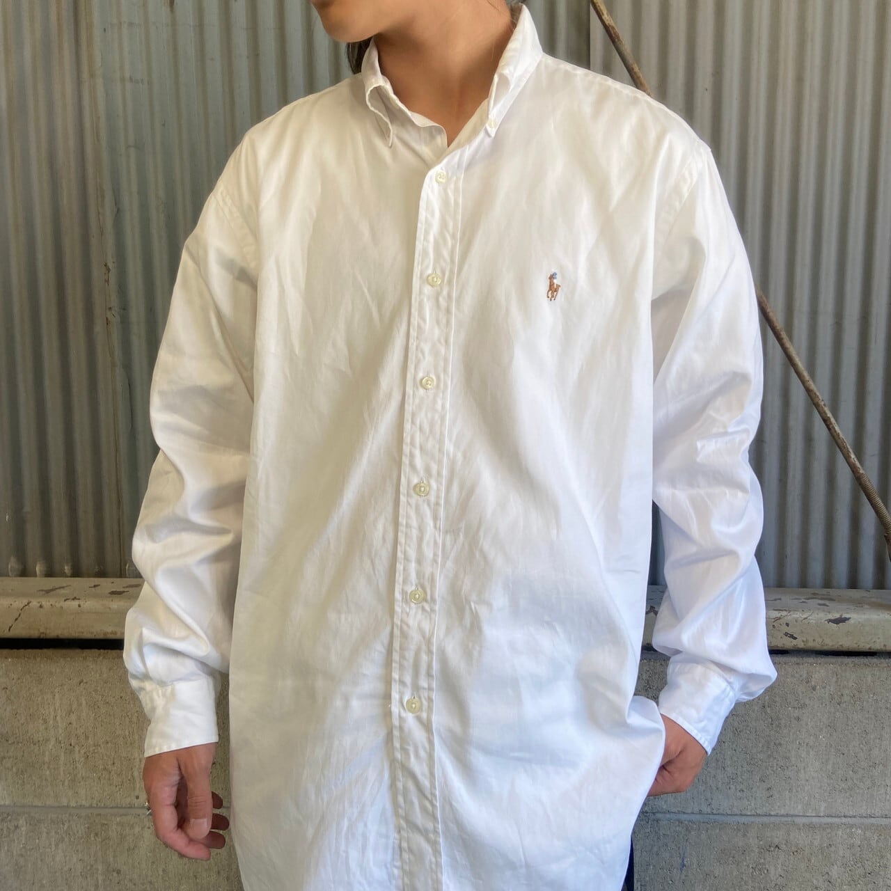 【大人気☆】ラルフローレン 長袖BDシャツ ワンポイント ホワイト L