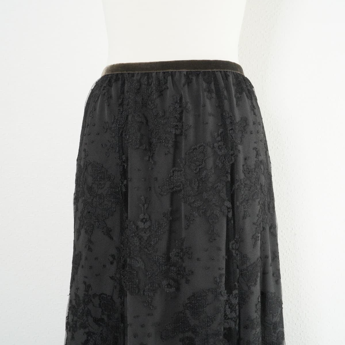 定価2.7万 IENA イエナ Klauber レースフレアスカート ロング 黒  