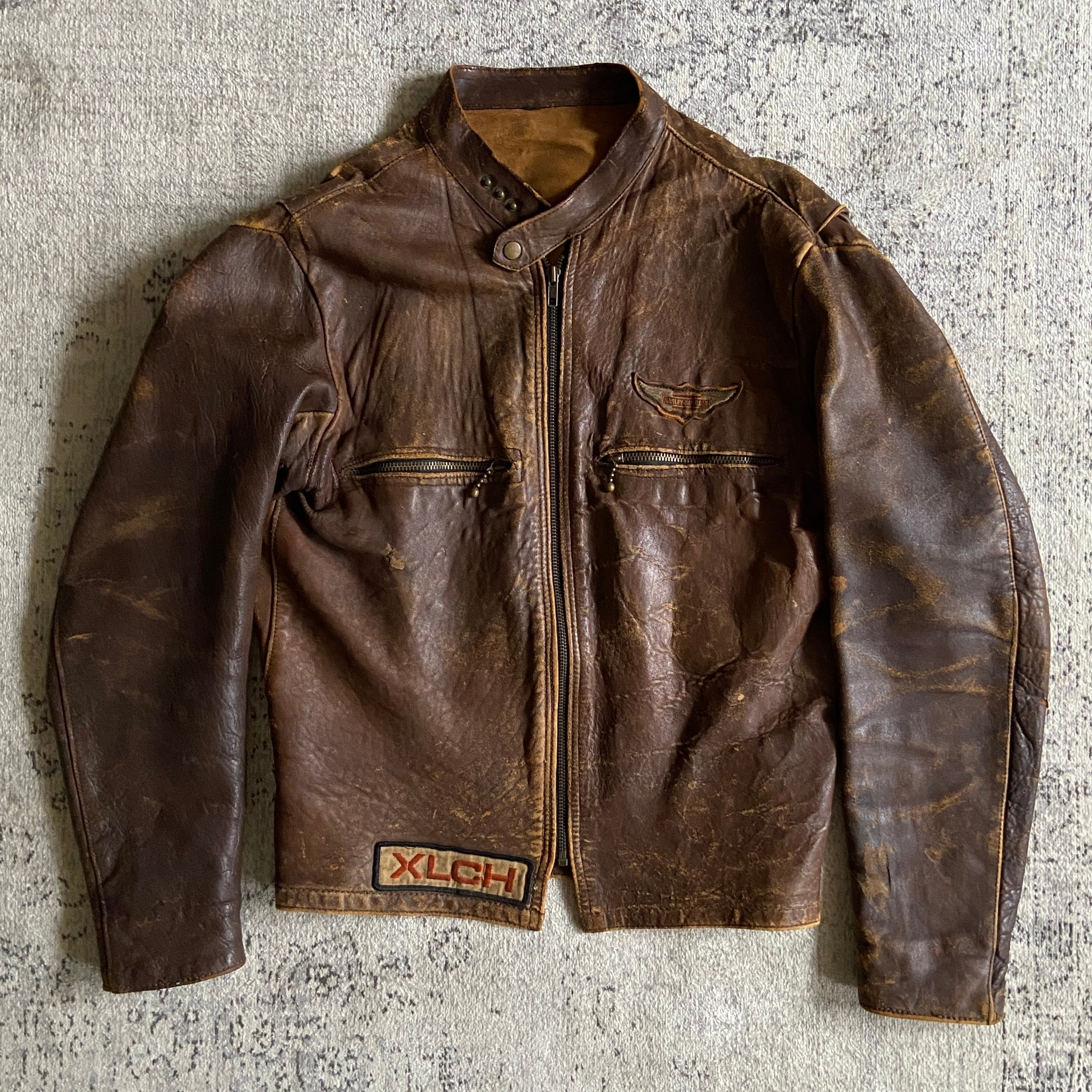 1970s  Vintage  Biker Leather Jacket  M位  F923