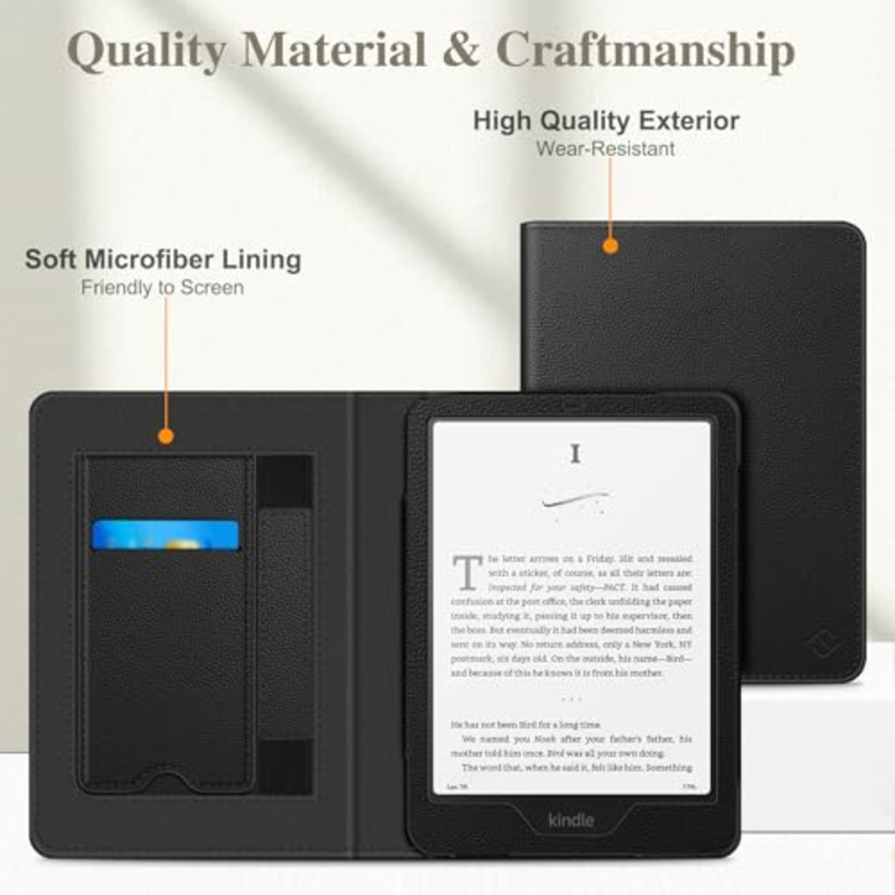 Fintie for Kindle Paperwhite/Colorsoft シグニチャーエディション/Paperwhite 第12/11世代/Kindle Colorsoft 第1世代 専用保護ケース 2025/2024/2021年発売 7 / 6.8インチ 軽量 薄型 マグネット機能 オートスリープ スタンド機能 PUレザー ハンドストラップ付き カード入れ 保護カバー(ブラック)