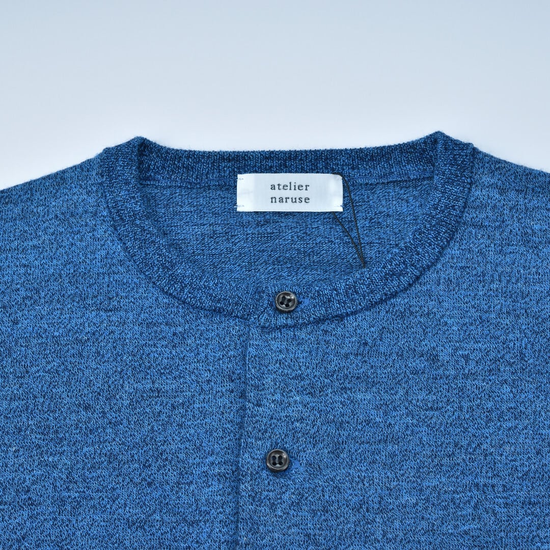 atelier naruse アトリエナルセ コットンウールビッグカーディガン・杢ブルー