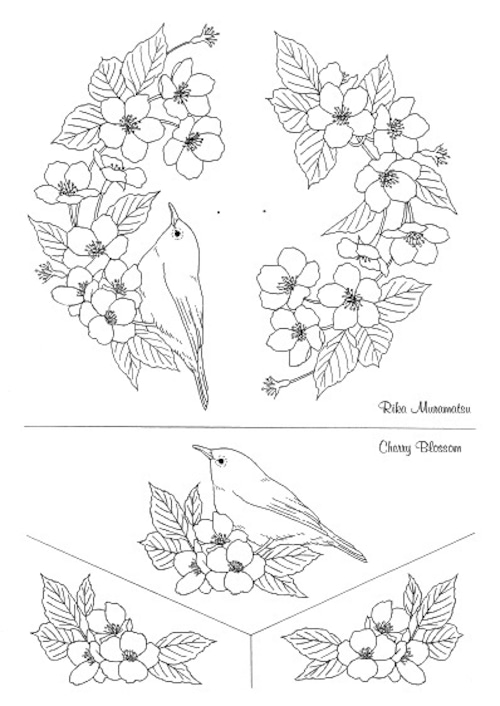 さくらと鳥 Rikaシルクスクリーン