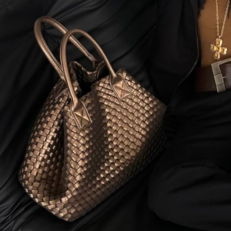 Woven square tote bag 2 colors V2386