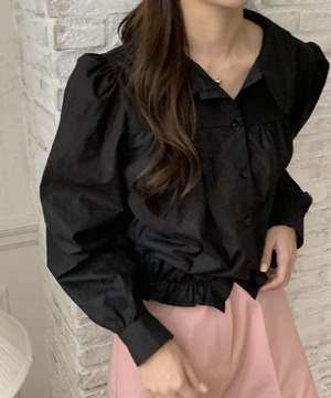 《即納商品》muffin gather blouse (ivory / black)