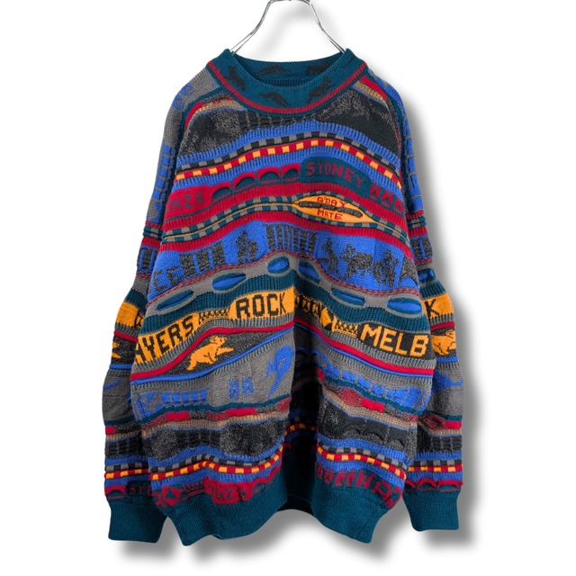 3Dニット　オーストラリア　古着　カラフル　マルチ　ウール　AM165