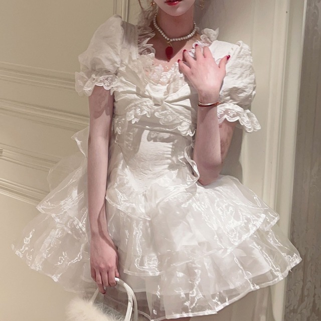 ホワイトチュールメイドコスプレ【No.1653】/かわいいレディースコスプレ衣装