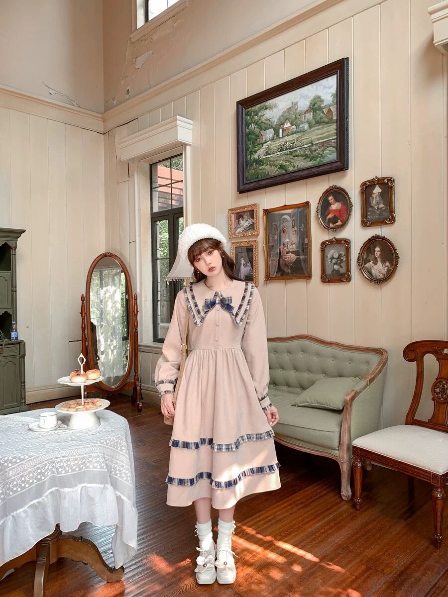 BUBBLES スクールガーリーリボンワンピース ブラックチェック