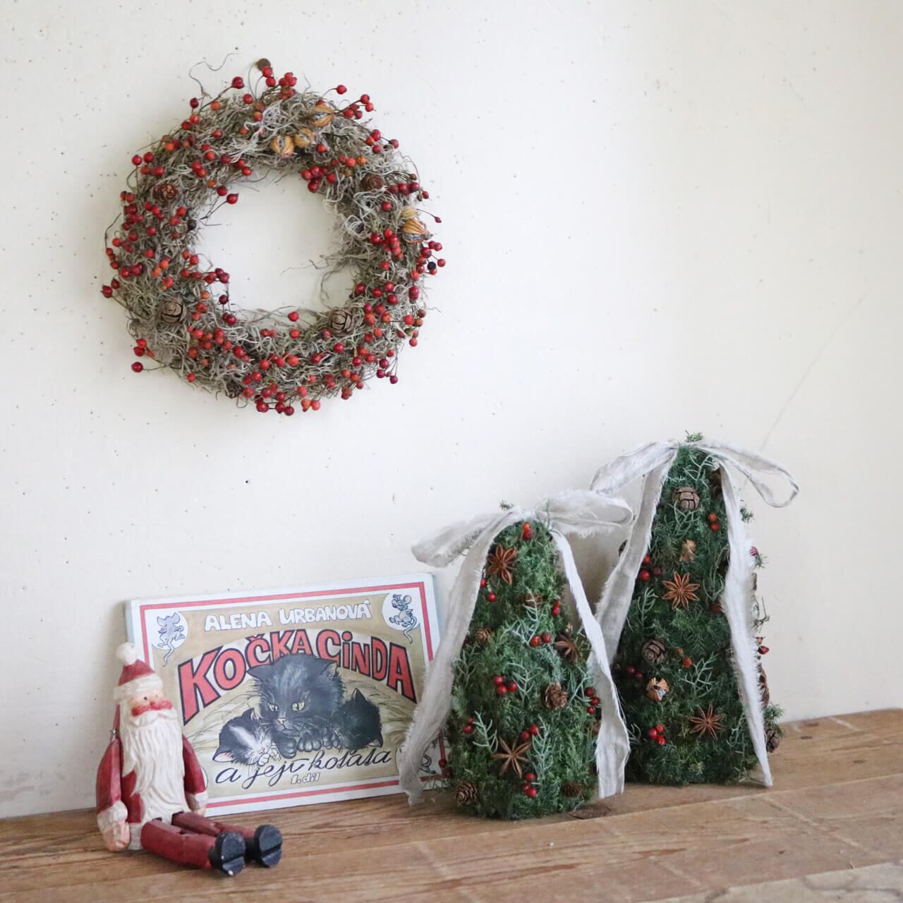 クリスマスリース三日月リース冬リースお正月リースクリスマスツリー