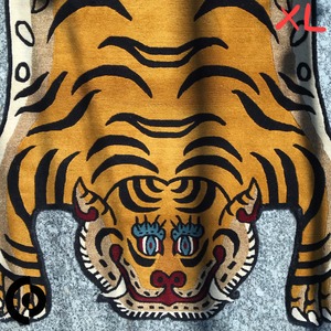 XL 104 チベタンタイガーラグ ★ TIBETAN TIGER RUG WOOL ★ 100 KNOT ★ HANDMADE 【 特大 本物 ウール製 カーペット ヒマラヤンライトベージュイエロー - チベット絨毯 ネパール産 ハンドメイド 手織り 高級絨毯 インテリア 産地直送 通販 フロアマット 】HIMALAYAN LIGHT BEIGE YELLOW