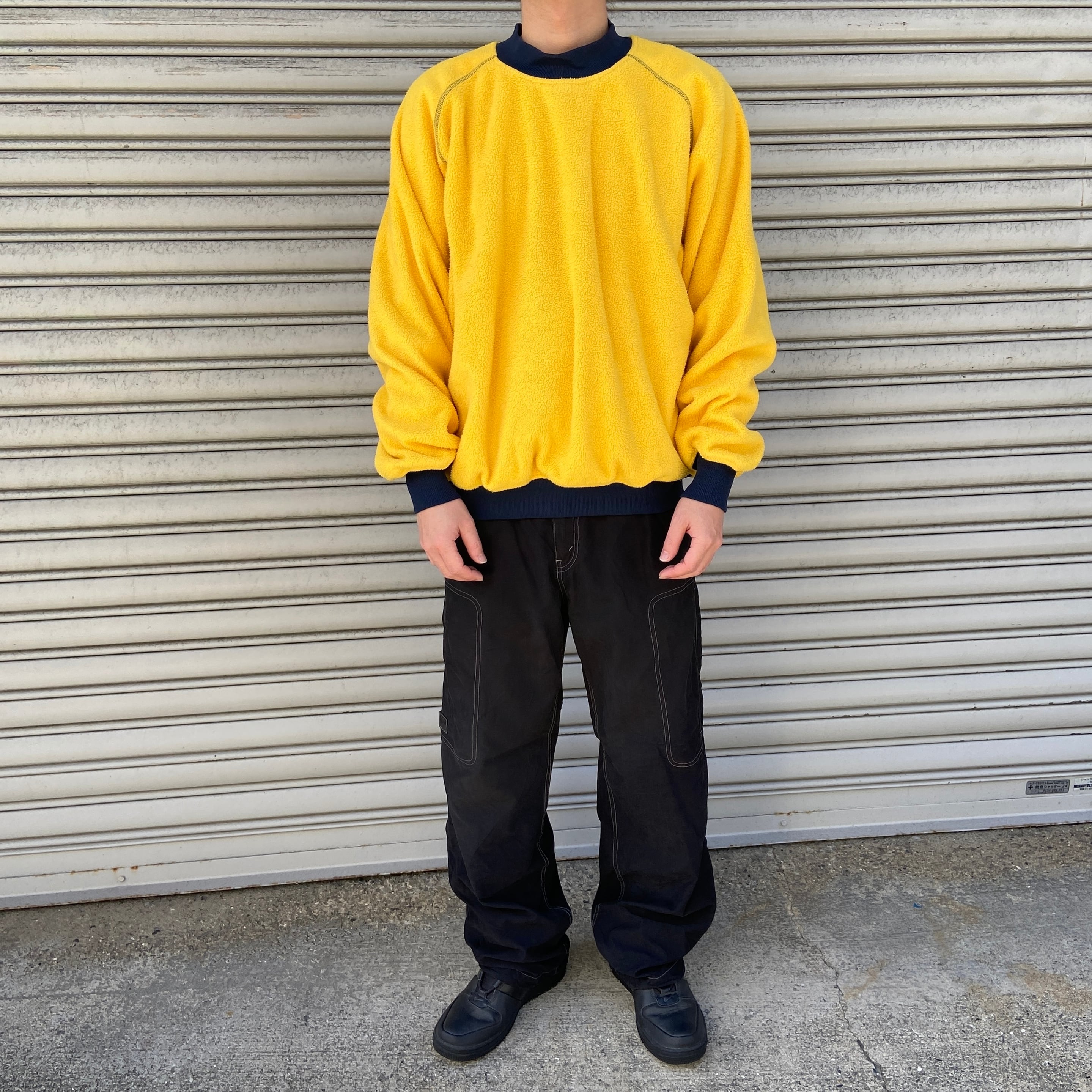 90s USA製 LANDS END モックネックフリーススウェット 黄色 L | 古着屋 Uan