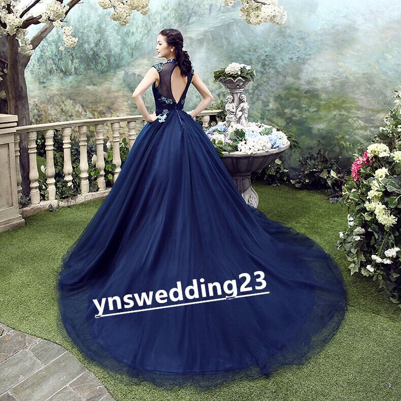 【アリス】ウェディングドレス カラードレス　ネイビー ブルー チュール ウエディングドレス.ネイビーブルー.カラードレス.ラメチュール.リボン