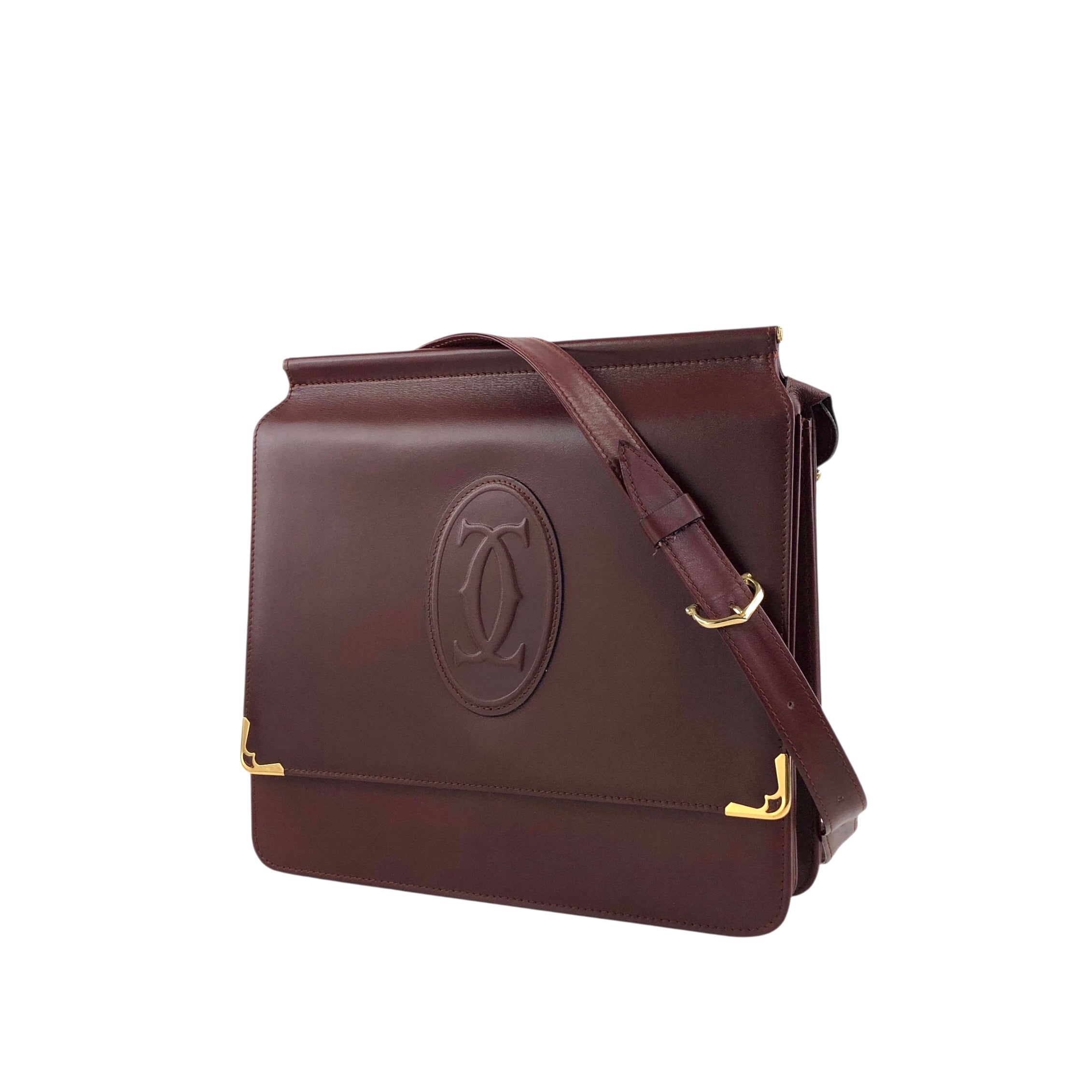 Cartier カルティエ マストライン ショルダーバッグ ボルドー レザー