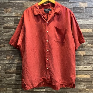 RALPH LAUREN CALDWELL SILK LINEN SHIRT RED