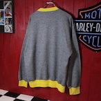 adidas パイル生地スウェット グレー×イエロー トレフォイルロゴ M