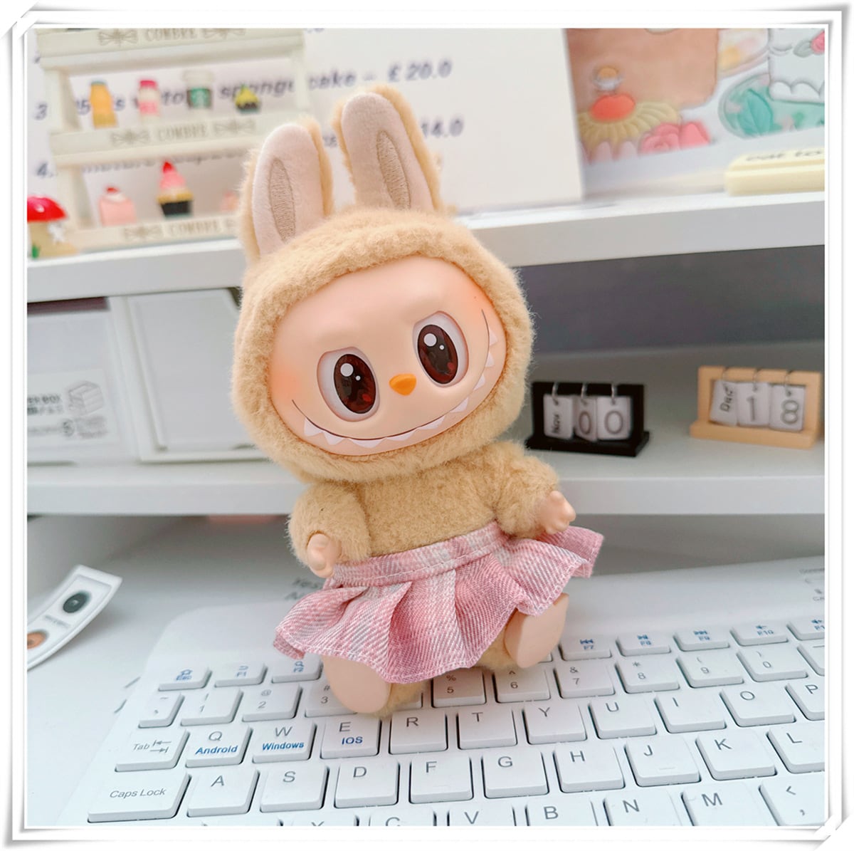 LABUBU 一二三代対応 カジュアル フード付きパーカー + パンツ ラブブ