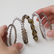 淡水パール×クリスタル 5連ブレスレット ダークブラウン