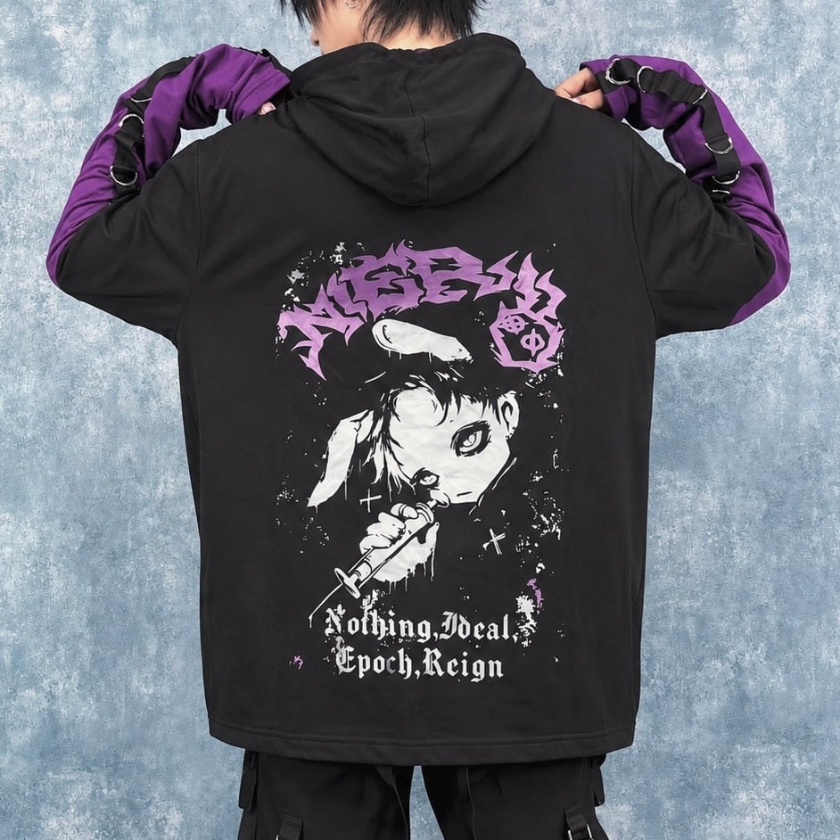 FAKE LAYERED PARKA【PURPLE×BLACK】両サイドポケット付き | NIER CLOTHING