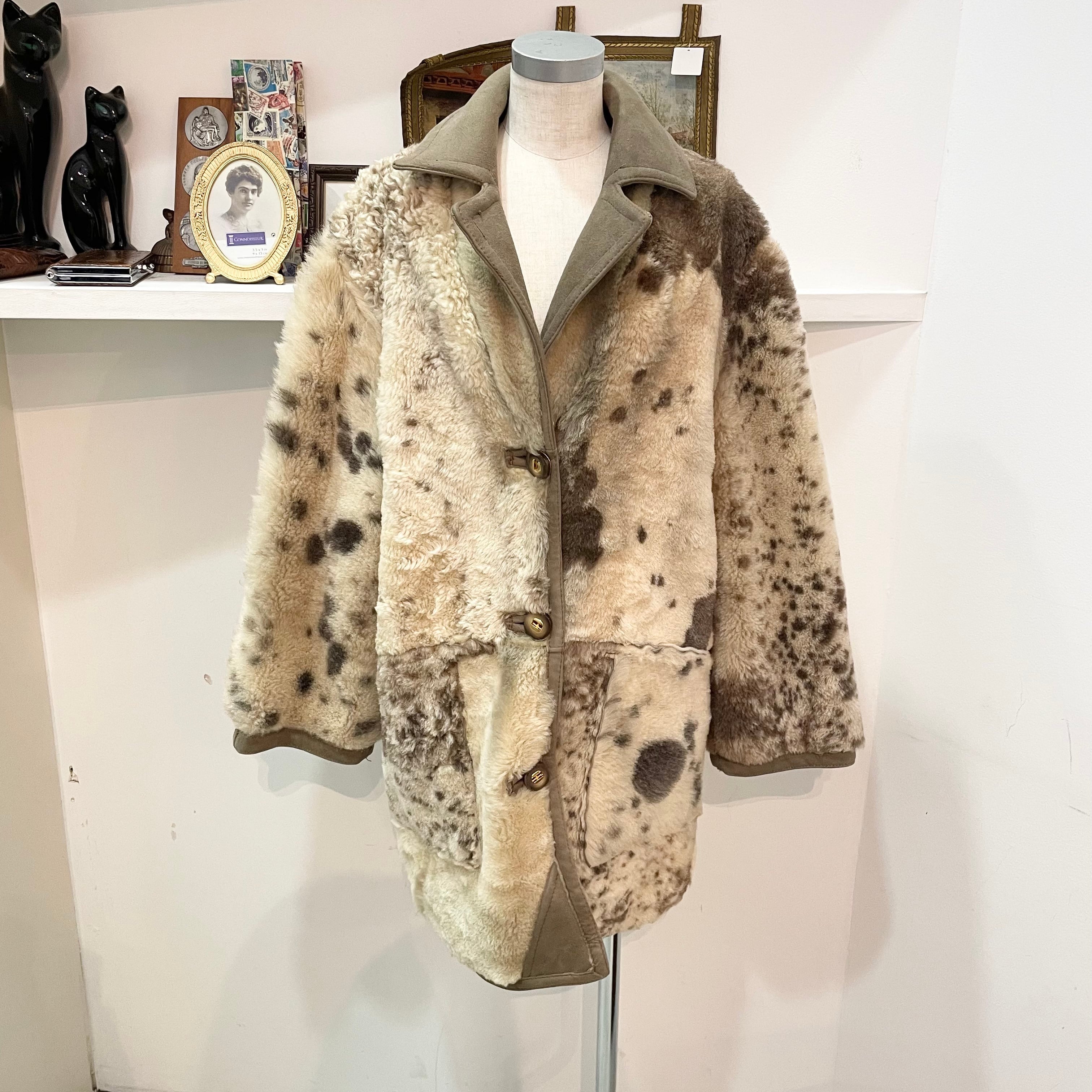 vintage/coat/fur/brown/ivory/beige/ビンテージ/ヴィンテージ/コート/アザラシ/ファー/個性的