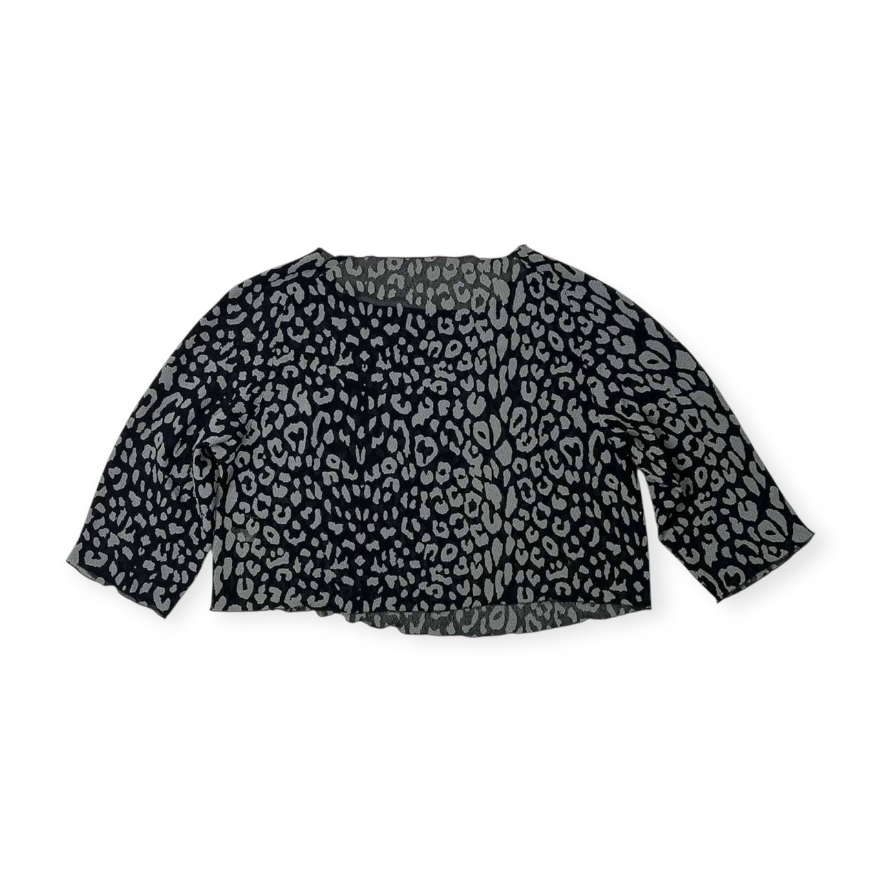 詩仙堂 シセンドウ BY HITOSHI 縮緬 ちりめん ヒョウ柄 レオパード シャツ カットソー /日本製/長袖/ブラック×グレー