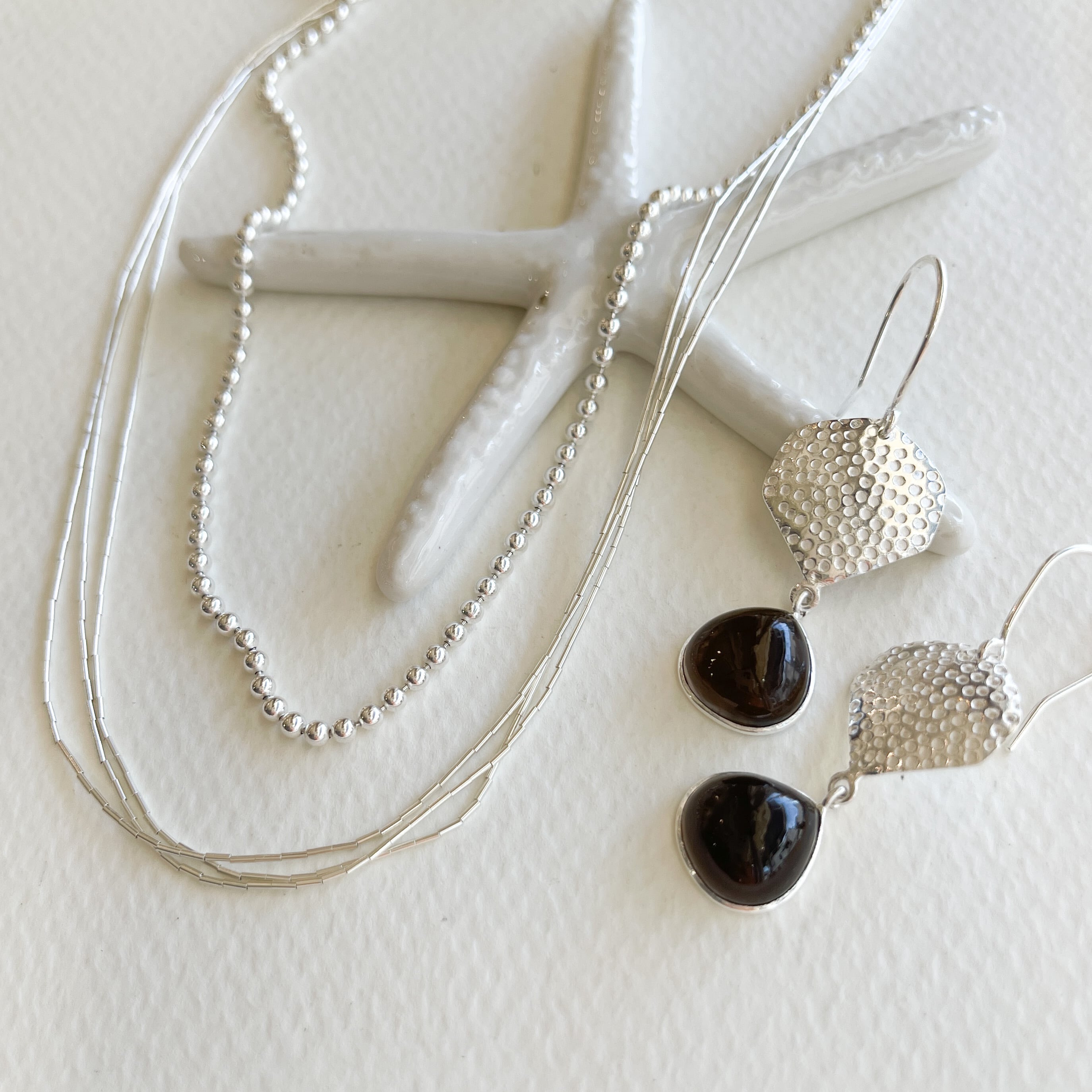 リキッド シルバー ネックレス 3連 41cm+5cm《Indian Jewelry