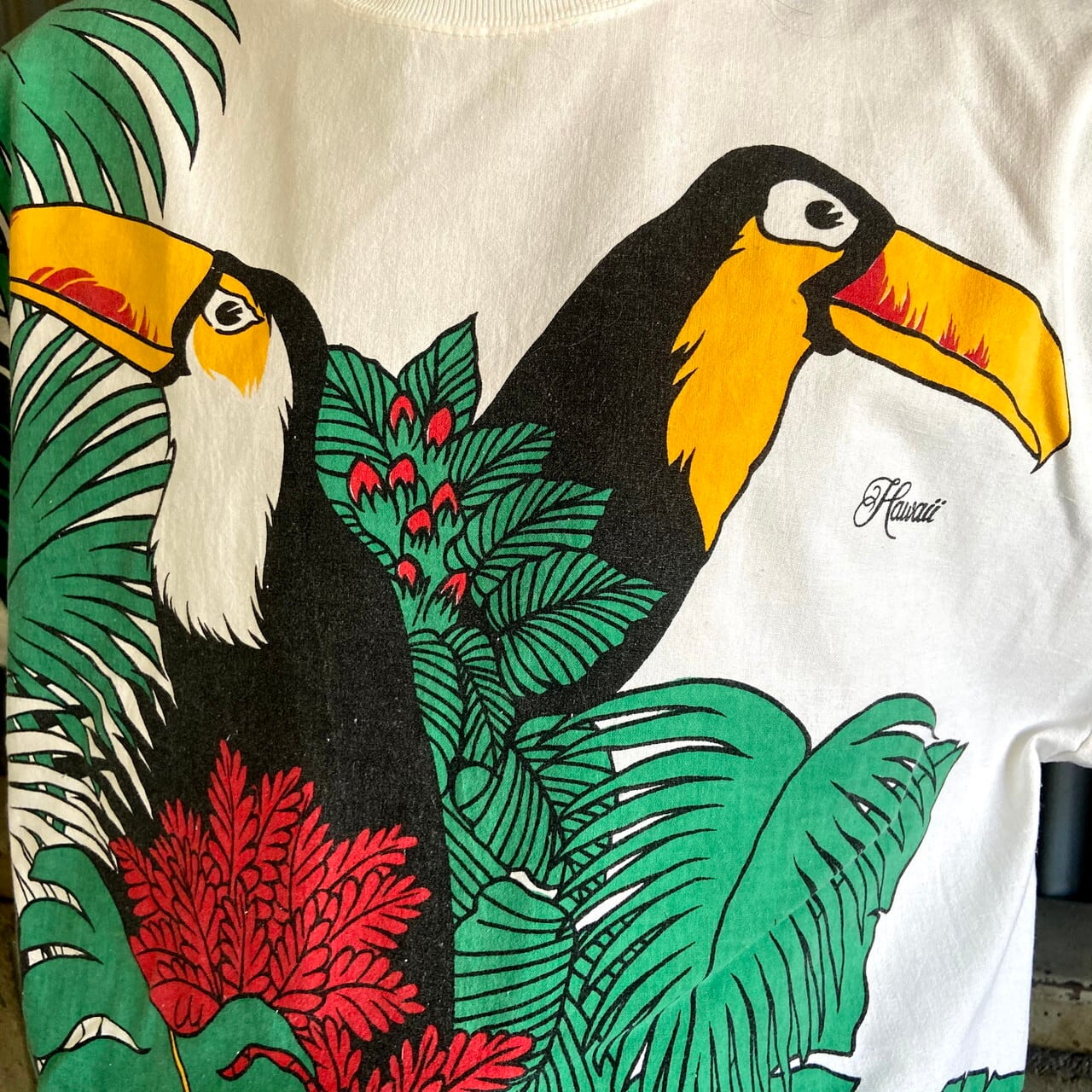 80〜90年代 Hawaiian Flavor アニマル オウム プリントスウェット 