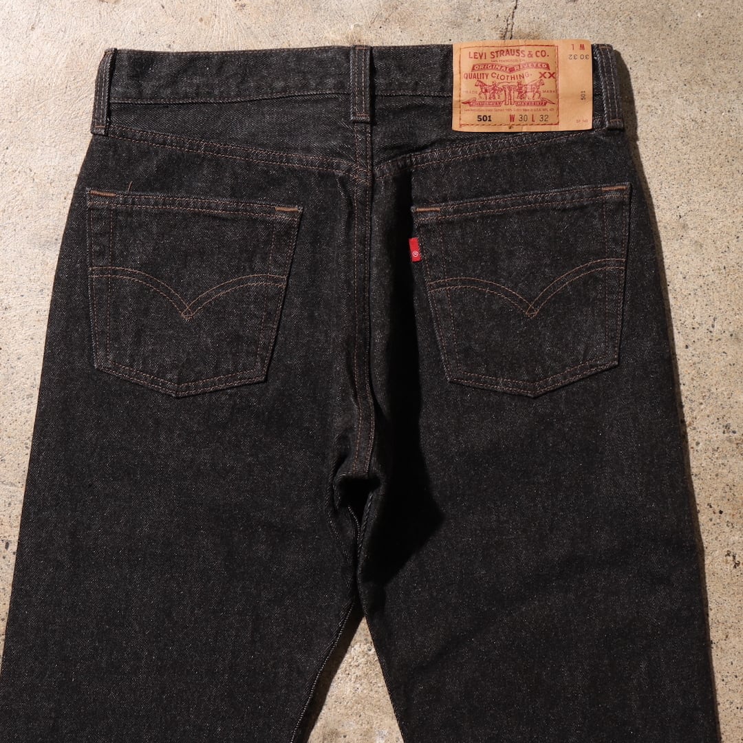 Deadstock 30×32 先染め 米国製 Levi's 501 ブラックデニムパンツ