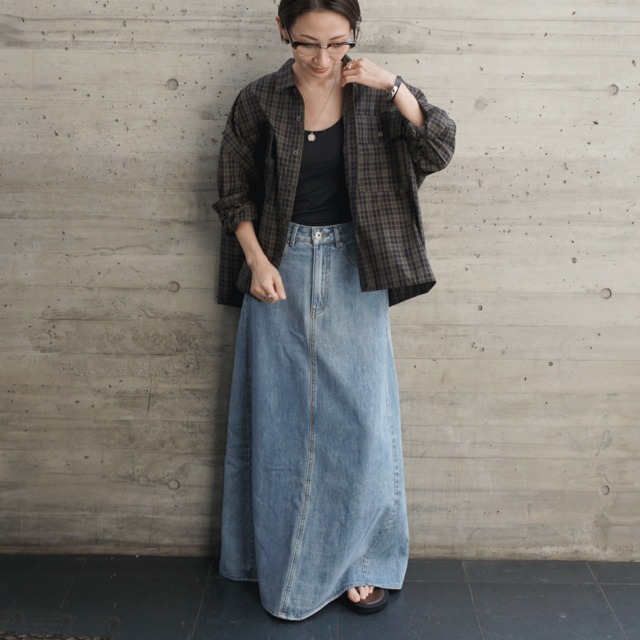 クロップドオーバーチェック柄シャツ