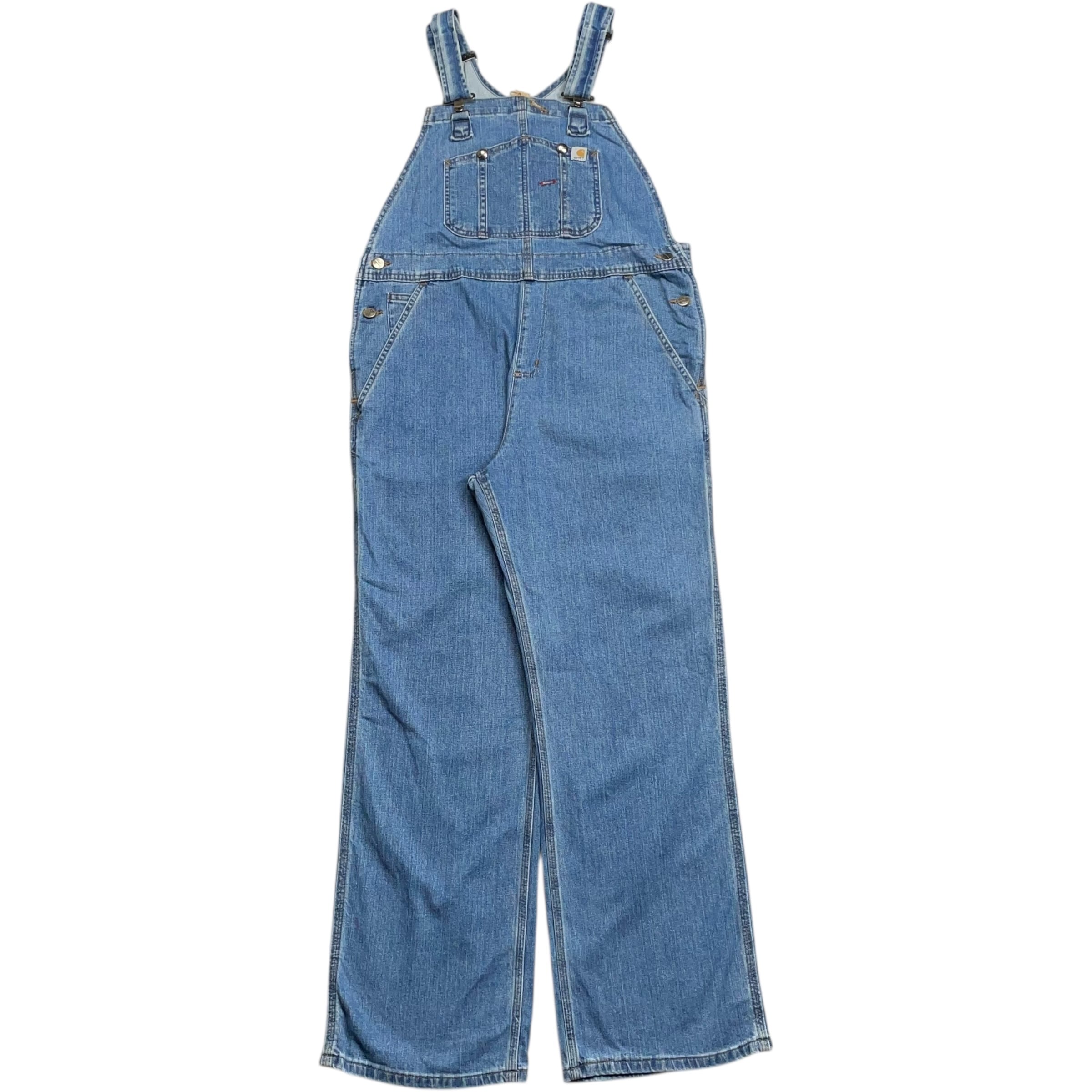 カーハート carhartt 古着 デニム オーバーオール ワイド ボタンフライ carhartt - 古着 カーハート Carhartt デニムオーバーオール