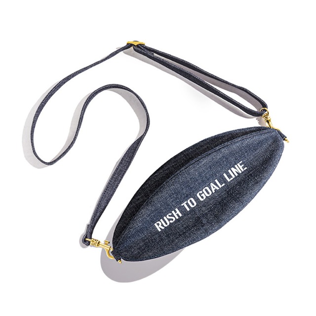 ラグビーボール型デニムボディバッグ　L0182