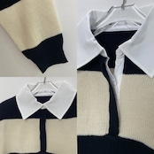 ワイドボーダーラガーシャツKnit/モノトーン