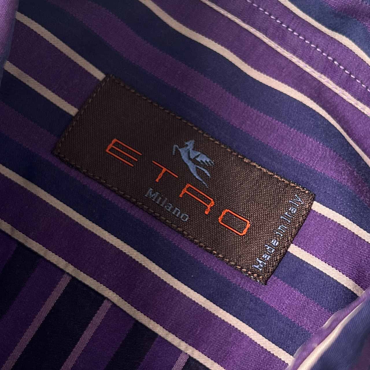 イタリア製 ETRO エトロ ストライプ 長袖シャツ SLIM MEDIUM/パープル