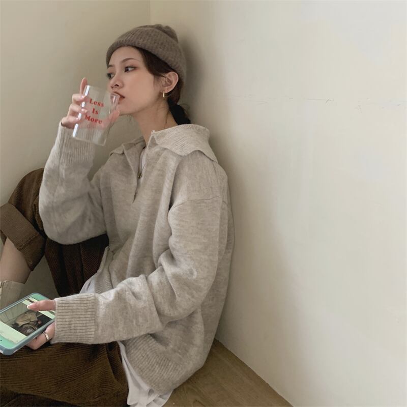 ベーシックプルオーバー セーター オータムルーズブラウス ニットジャケット 秋物 Oネック モンロー71991204672