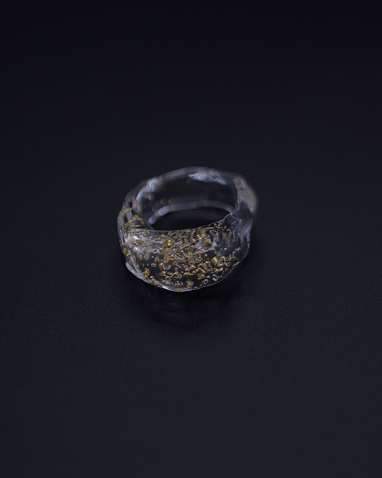 SENTE - Pure Gold Bubble Ring ：Clear｜24金バブル／光学ガラスリング no.09