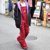 LIBERTY wide flare silhouette overall red