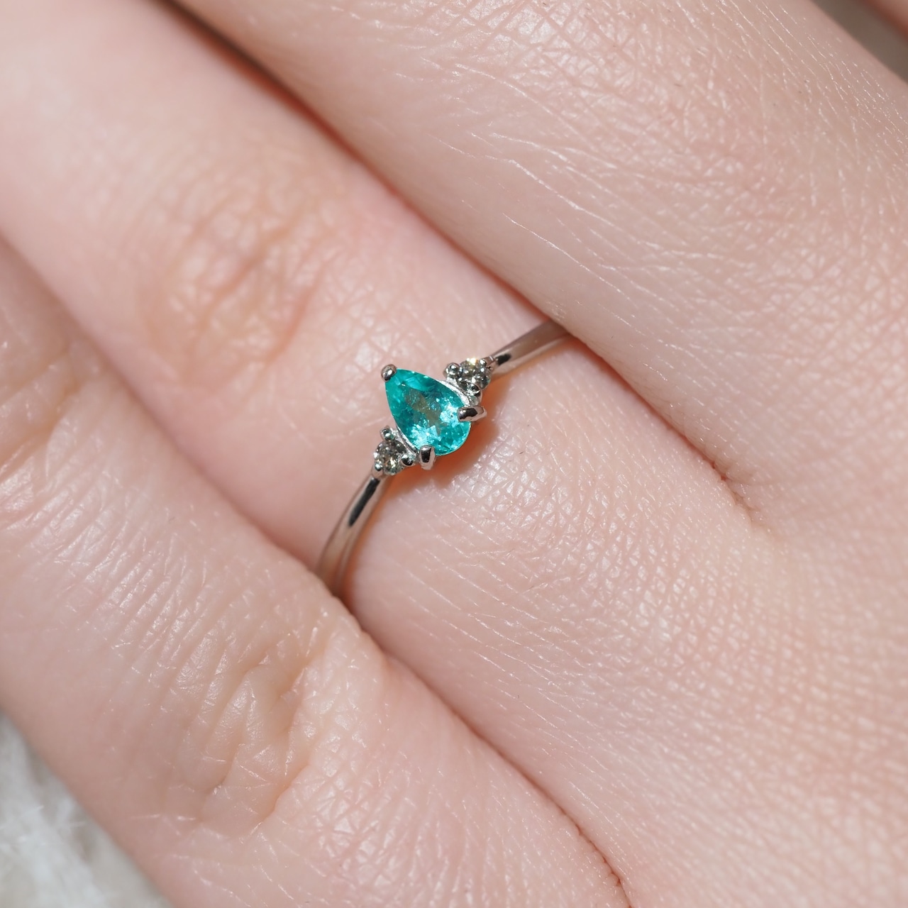 パライバトルマリン ブラジル産 リング 0.119ct D0.02ct pt900 CGL産地鑑別書付き