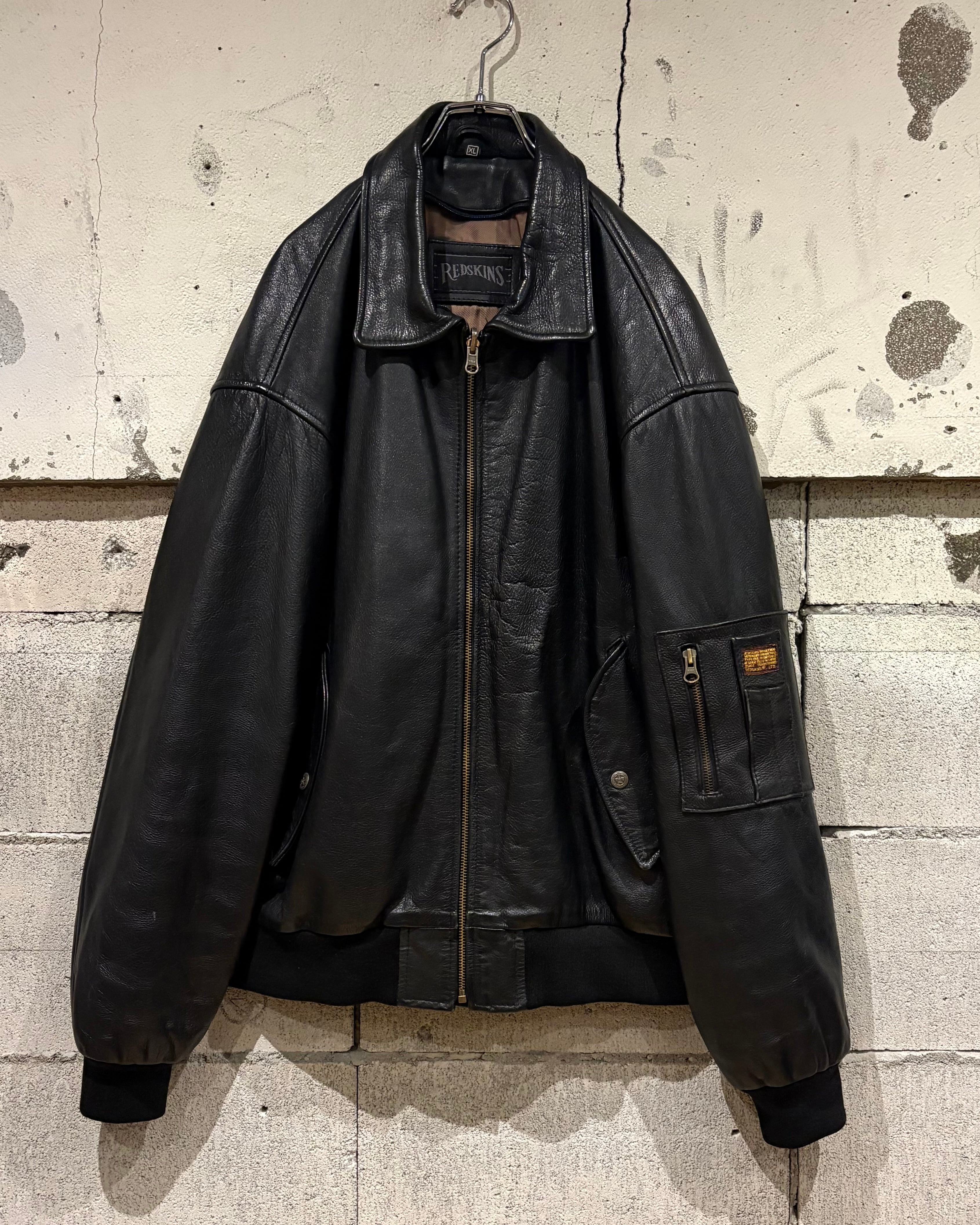 Caka vintage フライト　レザージャケット　本革 Caka otto】 “Redskins” Flight Detail Vintage Leather Jacket | Caka